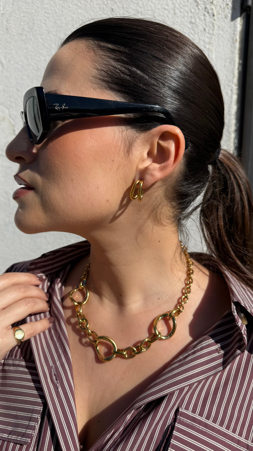 colar com elos grosso dourado